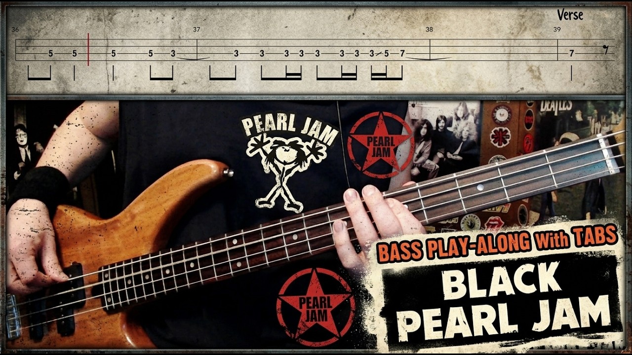 Black by Pearl Jam - Bass Cover with Tabs Play-Along