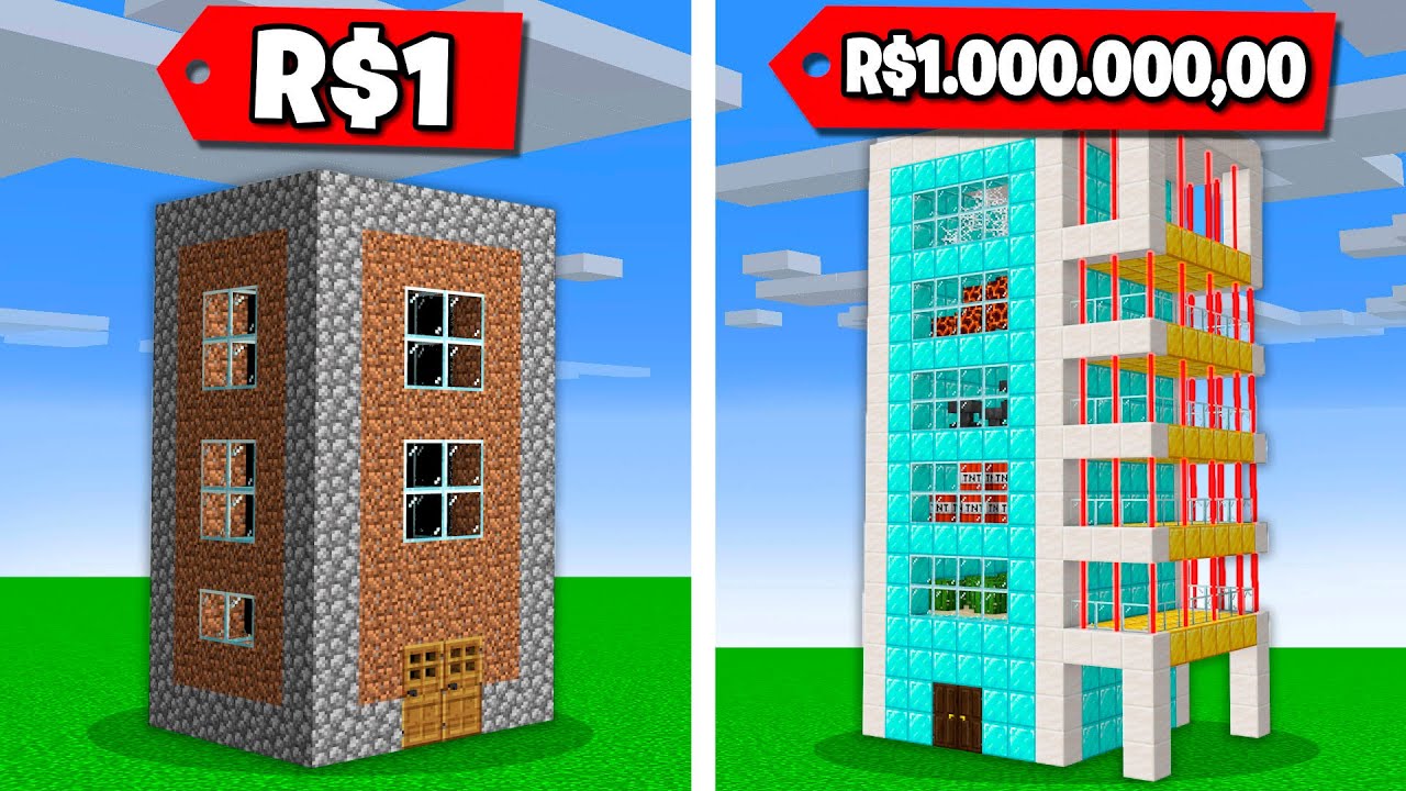 PRÉDIO COM ARMADILHAS de R$1 vs PRÉDIO COM ARMADILHAS de R$1.000.000,00 no Minecraft