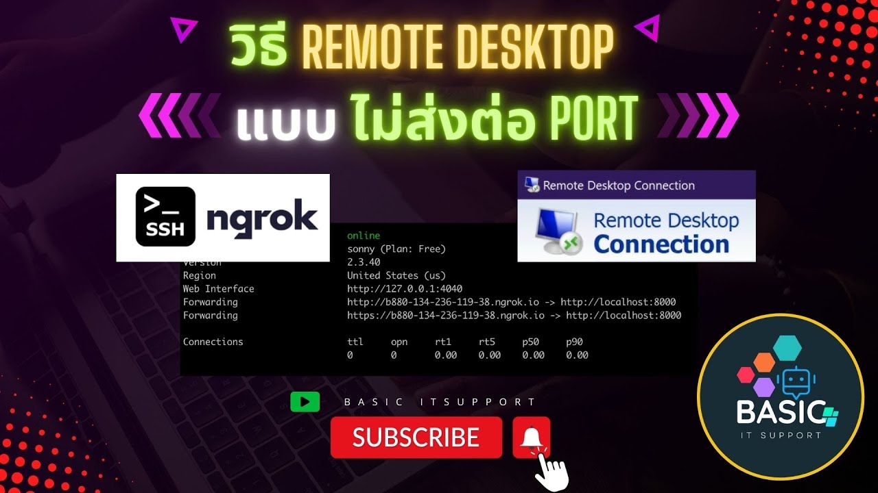 วิธี Remote Desktop แบบไม่ส่งต่อ Port ผ่าน ngrok