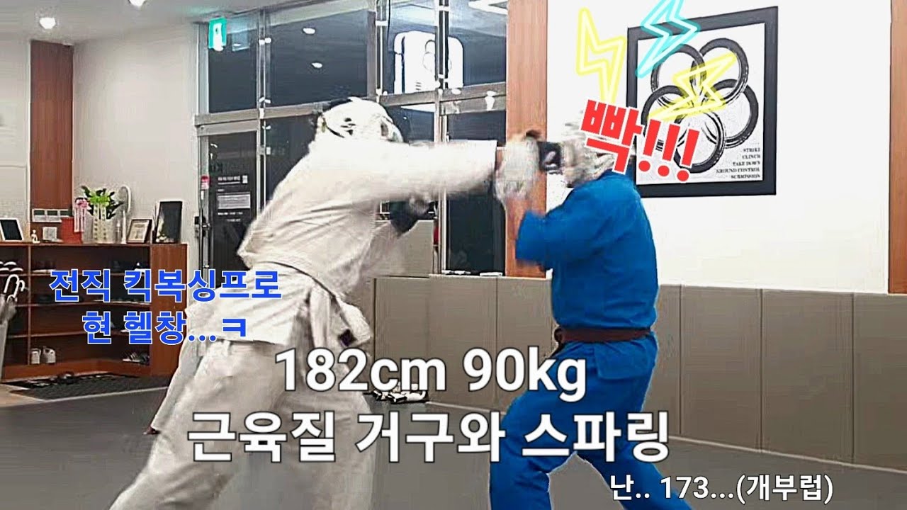 (스파링리뷰) 킥복싱 프로출신 근육질 거구와의 쿠도 스파링