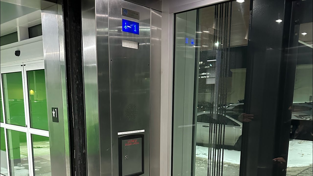 Night Ride on a Scenic Thyssenkrupp Synergy Traction Elevator @ Place Ste-Foy, QC City, QC, Canada