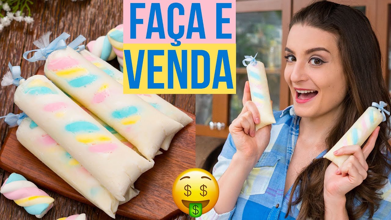 SUPER FÁCIL: SACOLÉ DE MARSHMALLOW - Geladinho Arco-Íris, Unicórnio: Cozinha do Bom Gosto Gabi Rossi