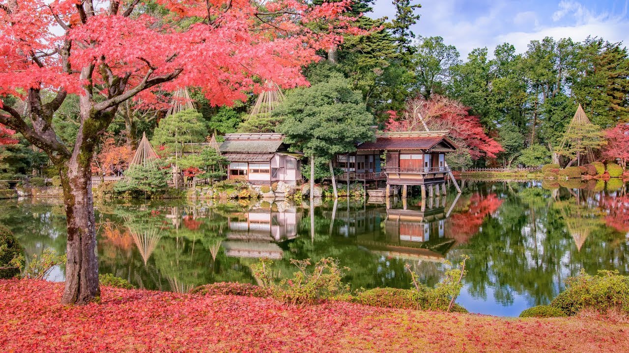 [ 4K ] 日本三名園 金沢兼六園の紅葉 - Autumn Foliage at Kaznazawa Kenrokuen Garden -  (shot on Samsung NX1)