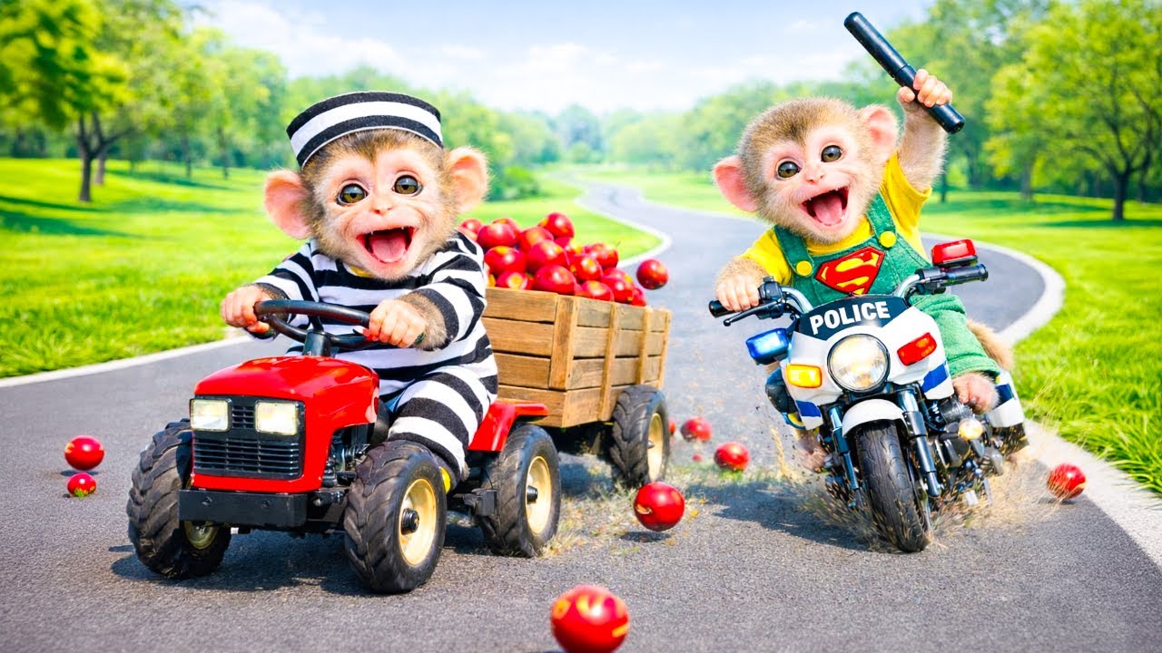 Monkey Farmer Harvests Apple And Catches The Apple Thief! - Monkey Farm Work | DiDi Monkey World