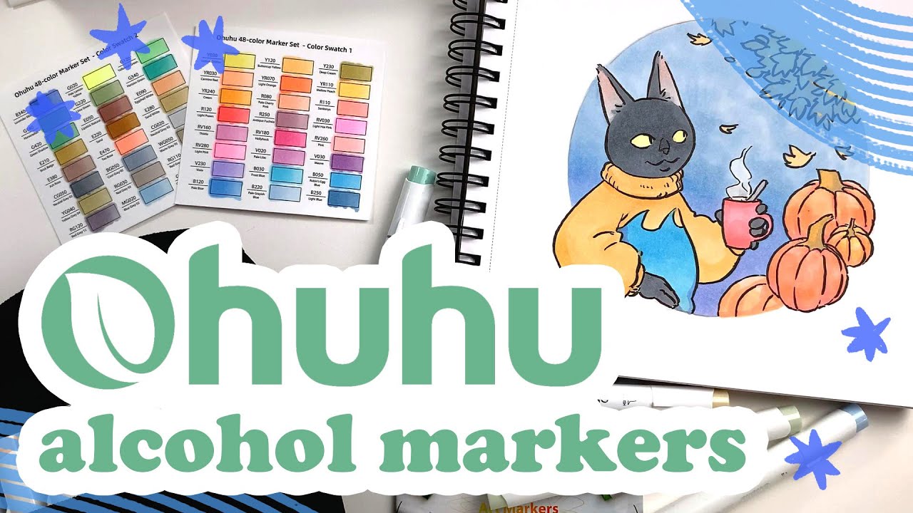OHUHU Pastel Alcohol Marker Set - Brush + Fine Nib! - Review & Demo 🥳