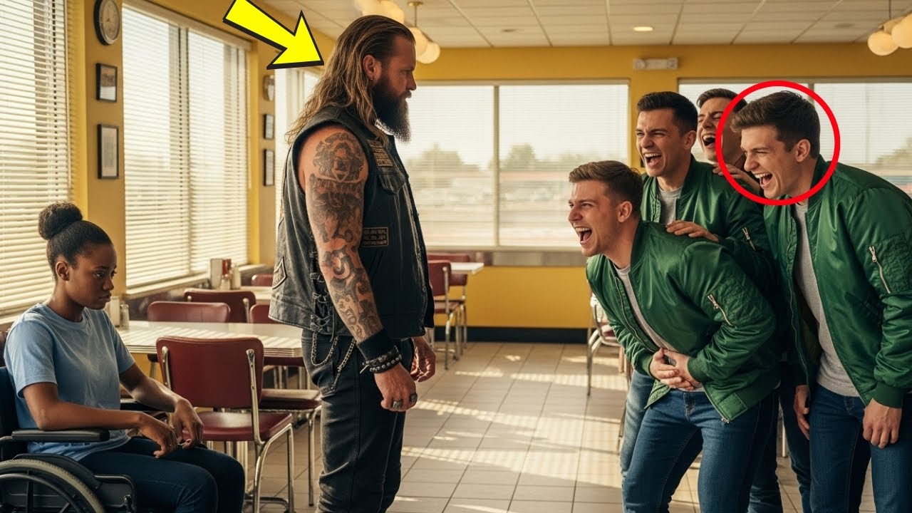 Sie verspotteten ein behindertes Mädchen, bis ein Hells Angel eintrat und alle verstummten.