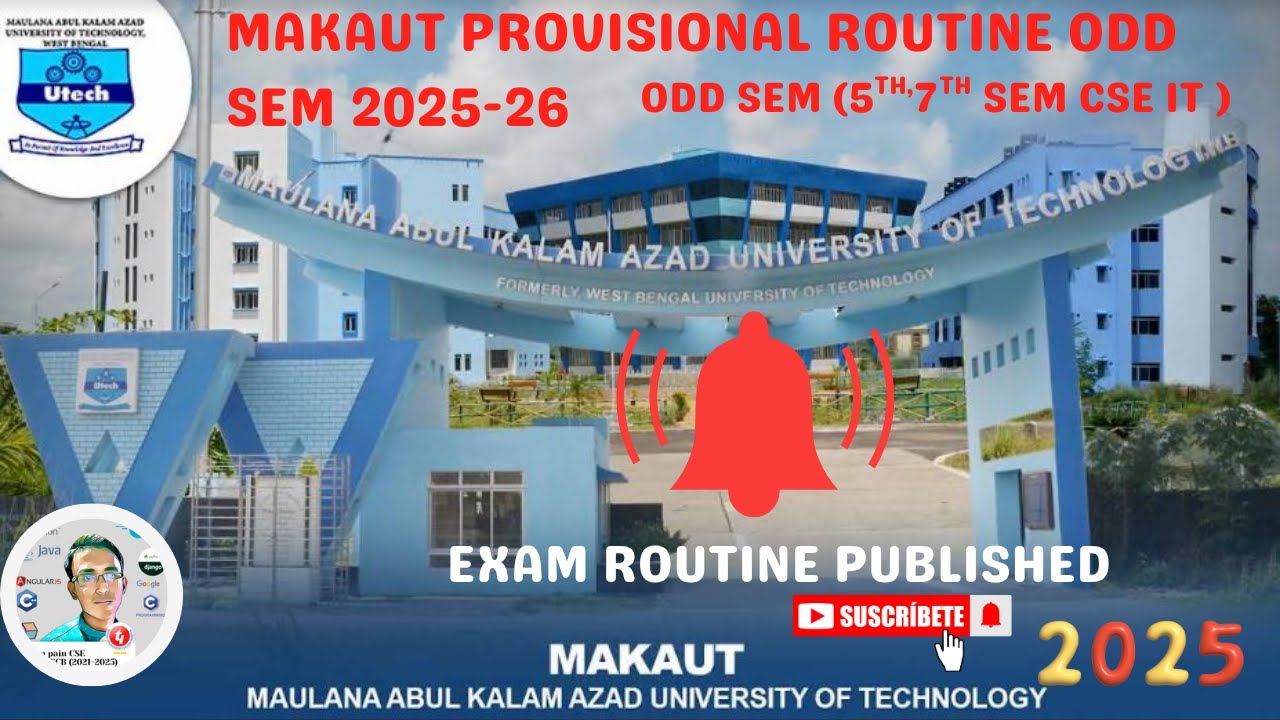 📅 MAKAUT Odd Semester Routine 2025&ndash;26 Published | 3rd, 5th, 7th Sem | Full Exam Schedule Explained!