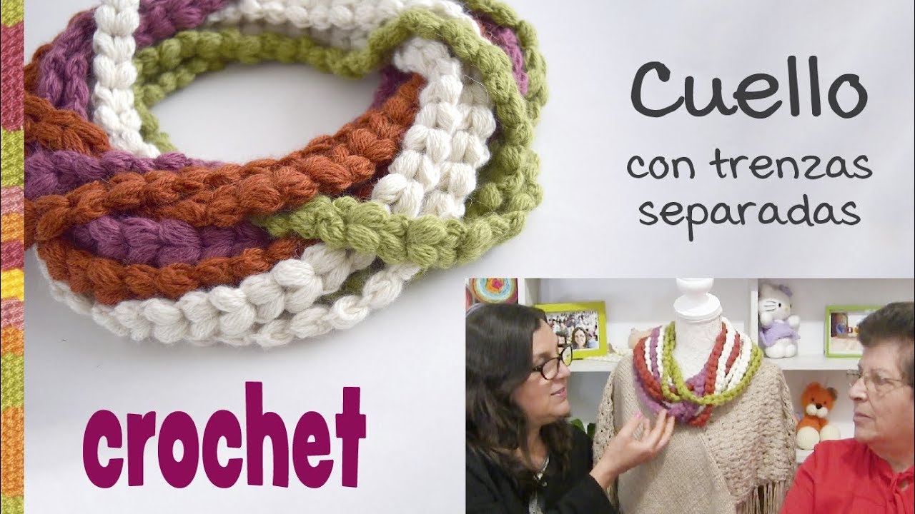 Cuello bufanda con trenzas gorditas entrelazadas tejida a crochet Tejiendo Perú