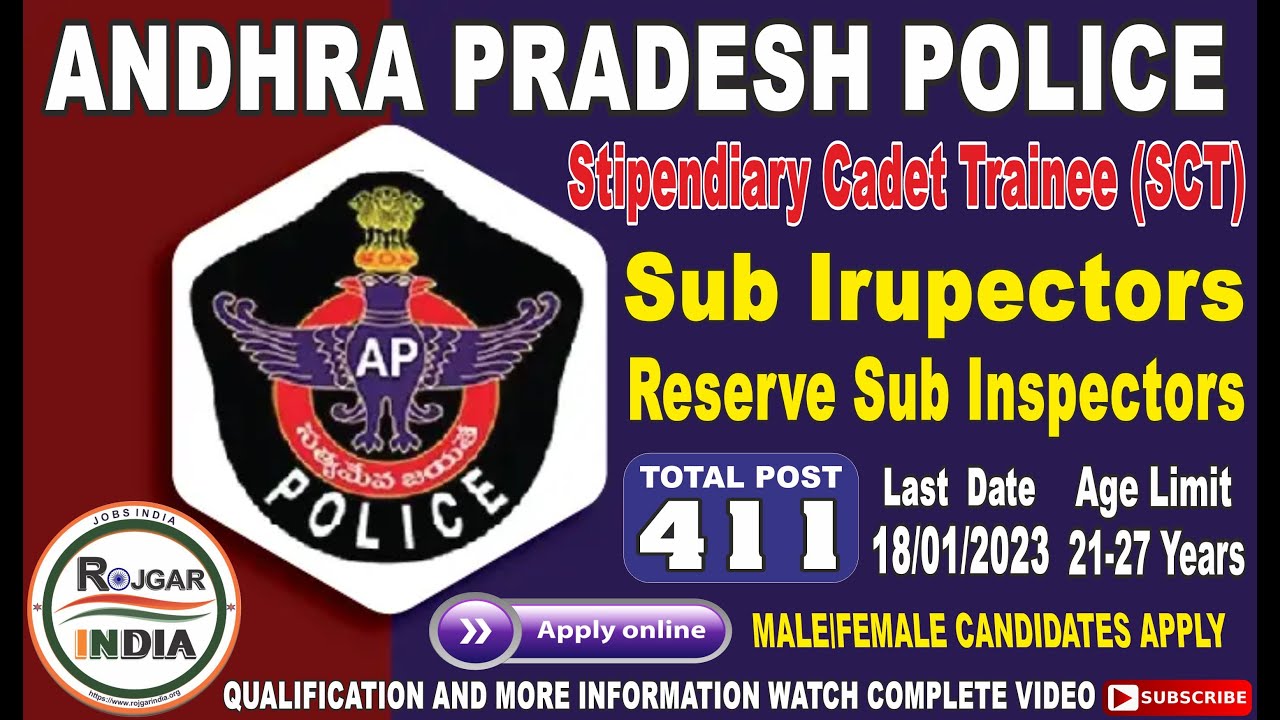 State Level Police Recruitment Board (SLPRB), Andhra Pradesh AP Police Sub Inspector of Police 2022