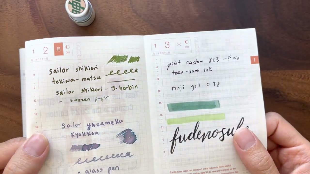 Sanzen TR Paper vs. Tomoegawa Tomoe River Paper in Hobonichi | fountain pen ink, gel, tombow