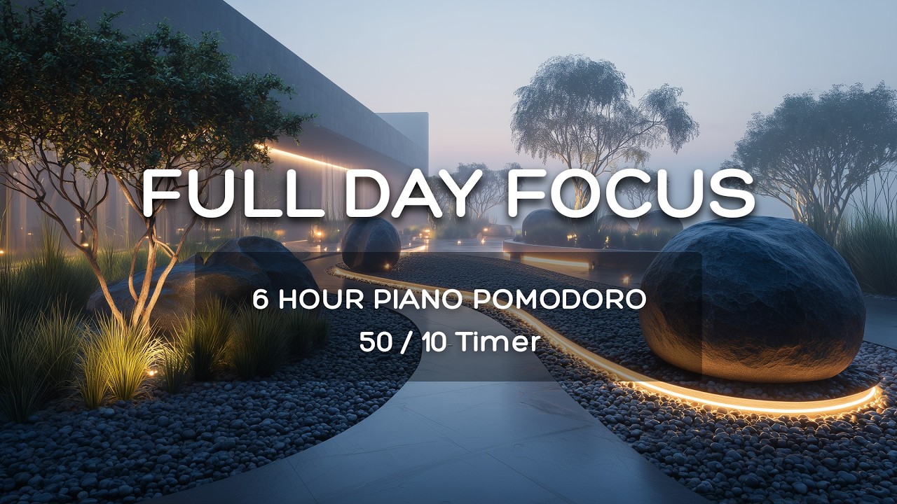 50/10 Pomodoro Timer | Tranquil Piano Study & Work | 6 Hour ADHD Focus