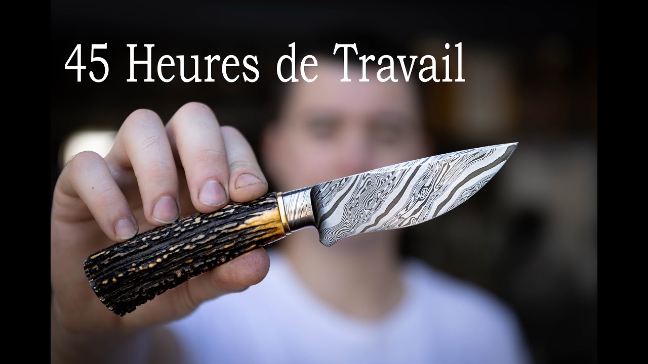 [Forge] Couteau en Damas Sauvage et Bois de Cerf