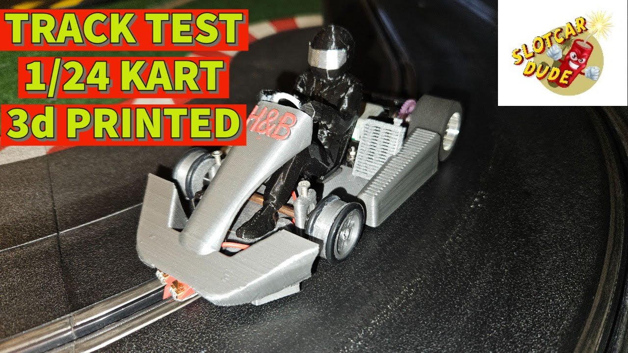 First 3d Printed Go Kart On Track In 1/24 Scale! Track test. #slotcar #slotcarracing #slotcars #124