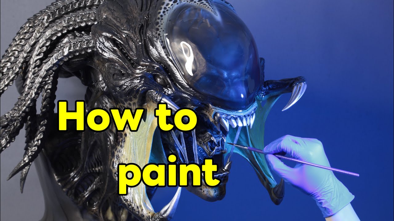 【丧钟重涂】铁血大战异形2混血异形雕像涂装全过程 1/1 predalien Painting process #alien #predator #painting #kaiju #model 