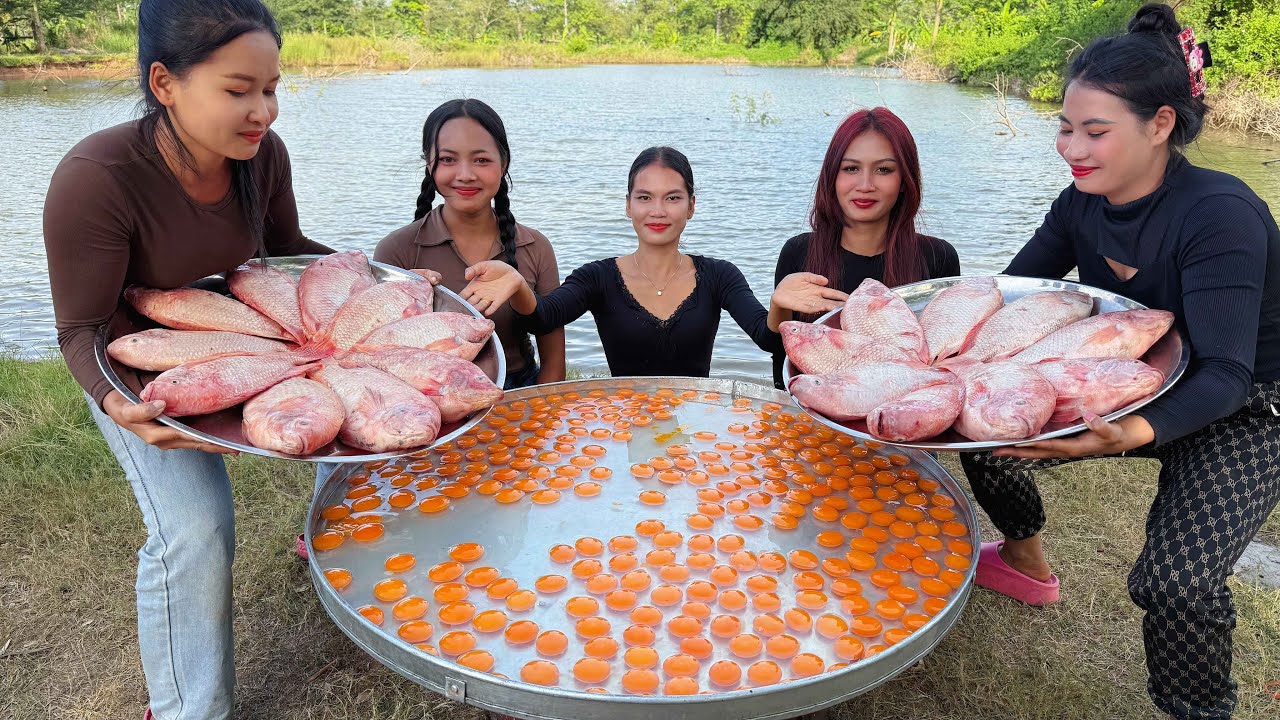 Amazing cooking red fish boiled with fresh egg recipe in my countryside