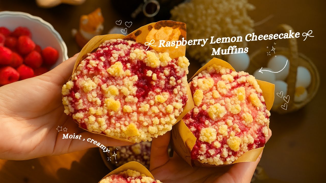 You NEED to Try These Raspberry Lemon Cheesecake Muffins! 💛🍓The Best Recipe!!!