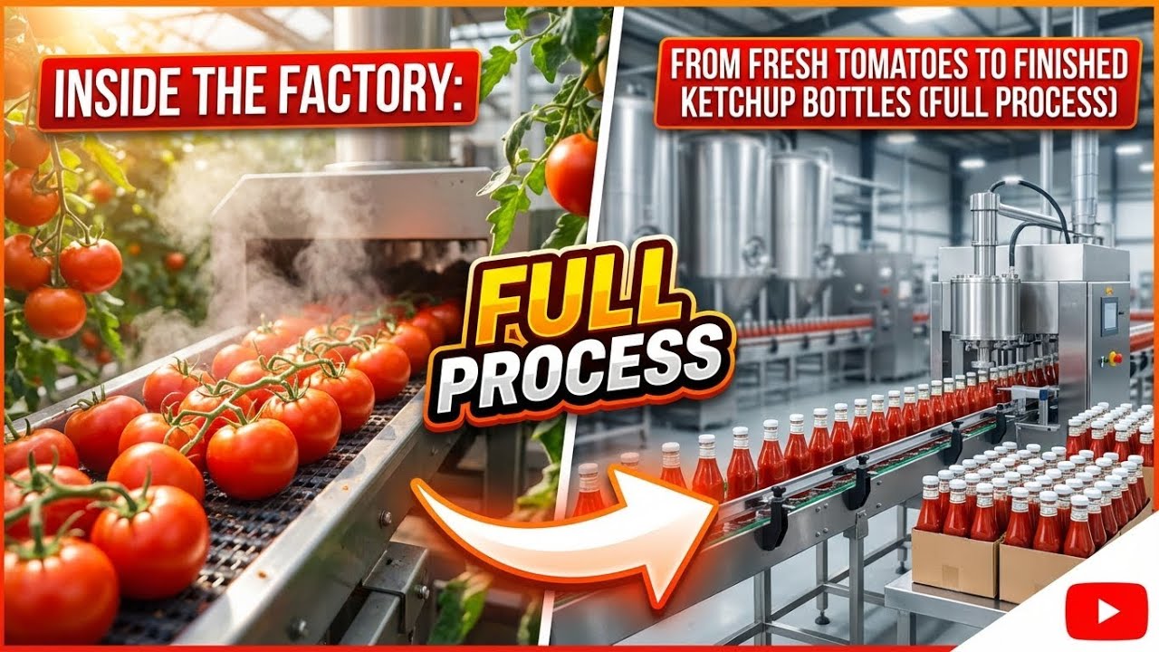 Inside the Factory: From Fresh Tomatoes to Finished Ketchup Bottles (Full Process)
