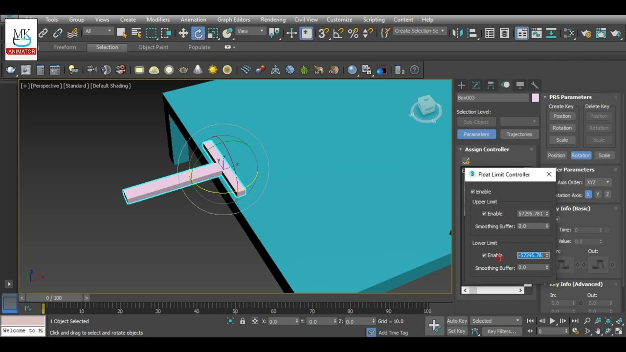 how to Stop Move Position or rotation - Float Limit Controller 3ds Max Tutorial