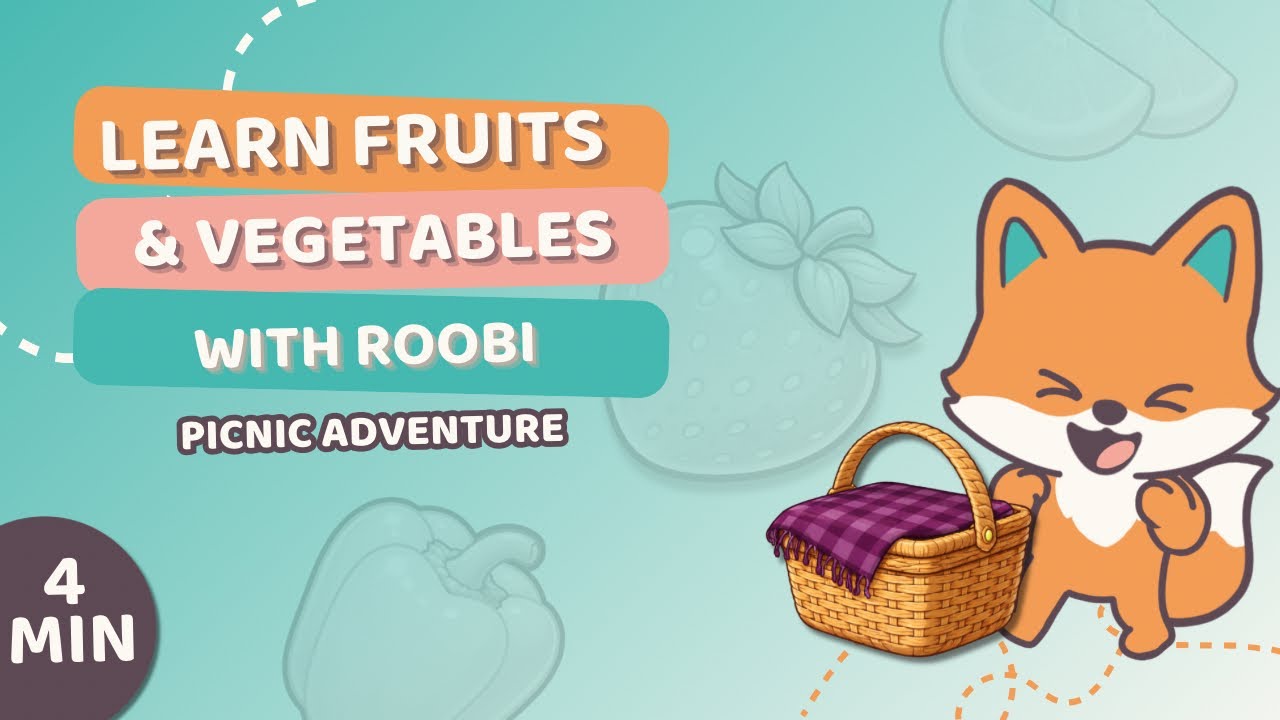 Fruits and Vegetables | Toddler Learning Video - Picnic Adventure with Roobi