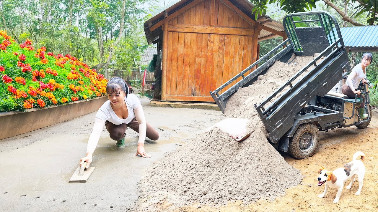 Use 3-Wheeled Truck To Transport Cement And Sand - How To Build Road From Gate To The House