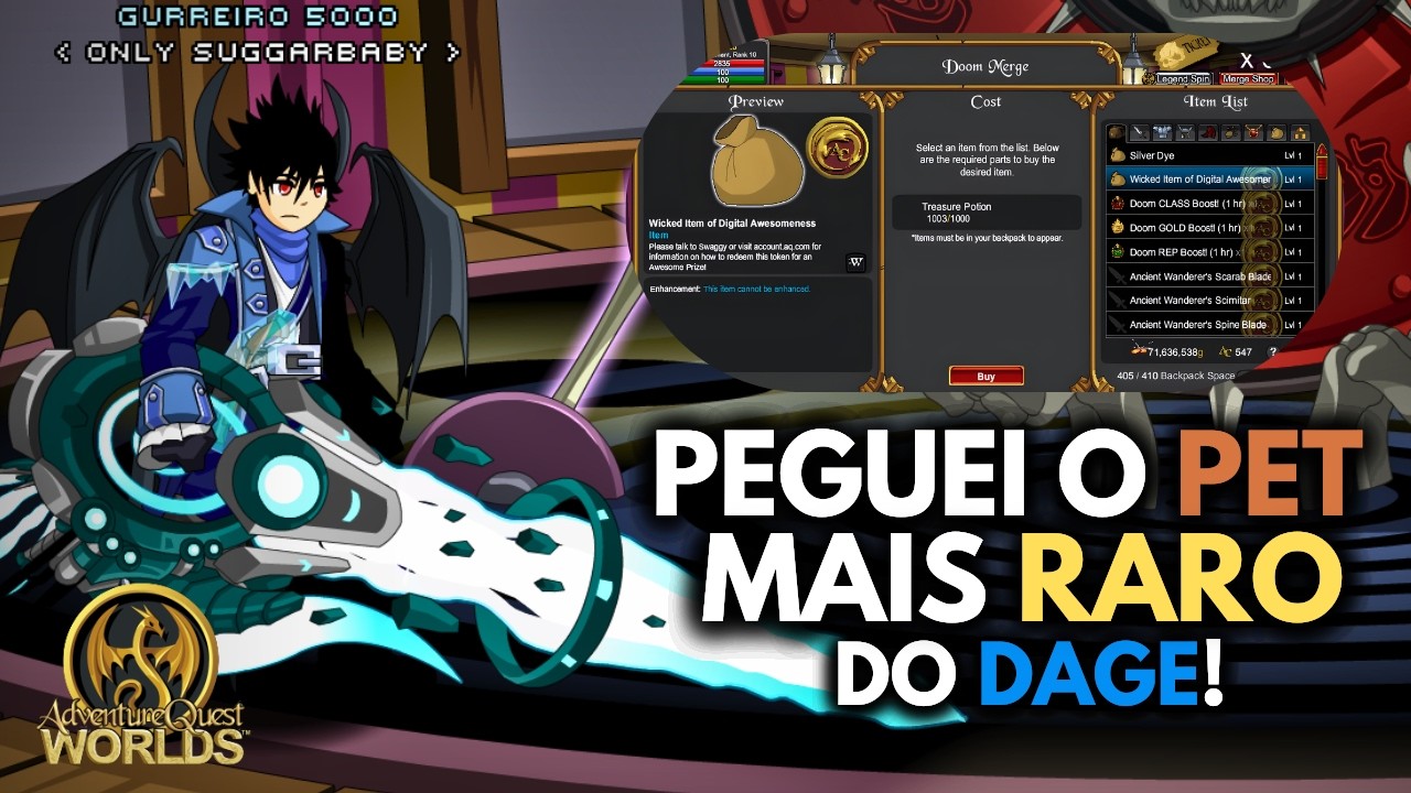 PEGUEI O PET MAIS RARO DO DAGE NO AQW - Wicked Item of Digital Awesomeness - Gs ツ