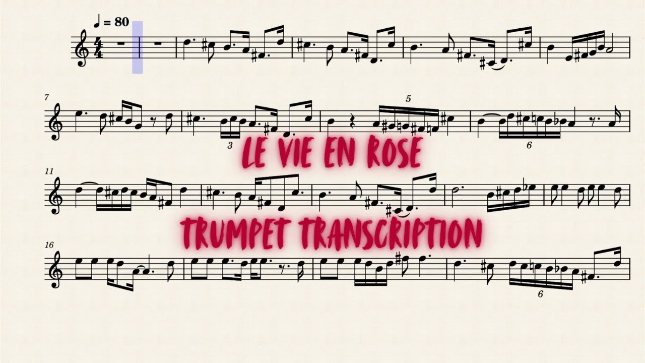 Le Vie En Rose - Trumpet Solo (Transcription)