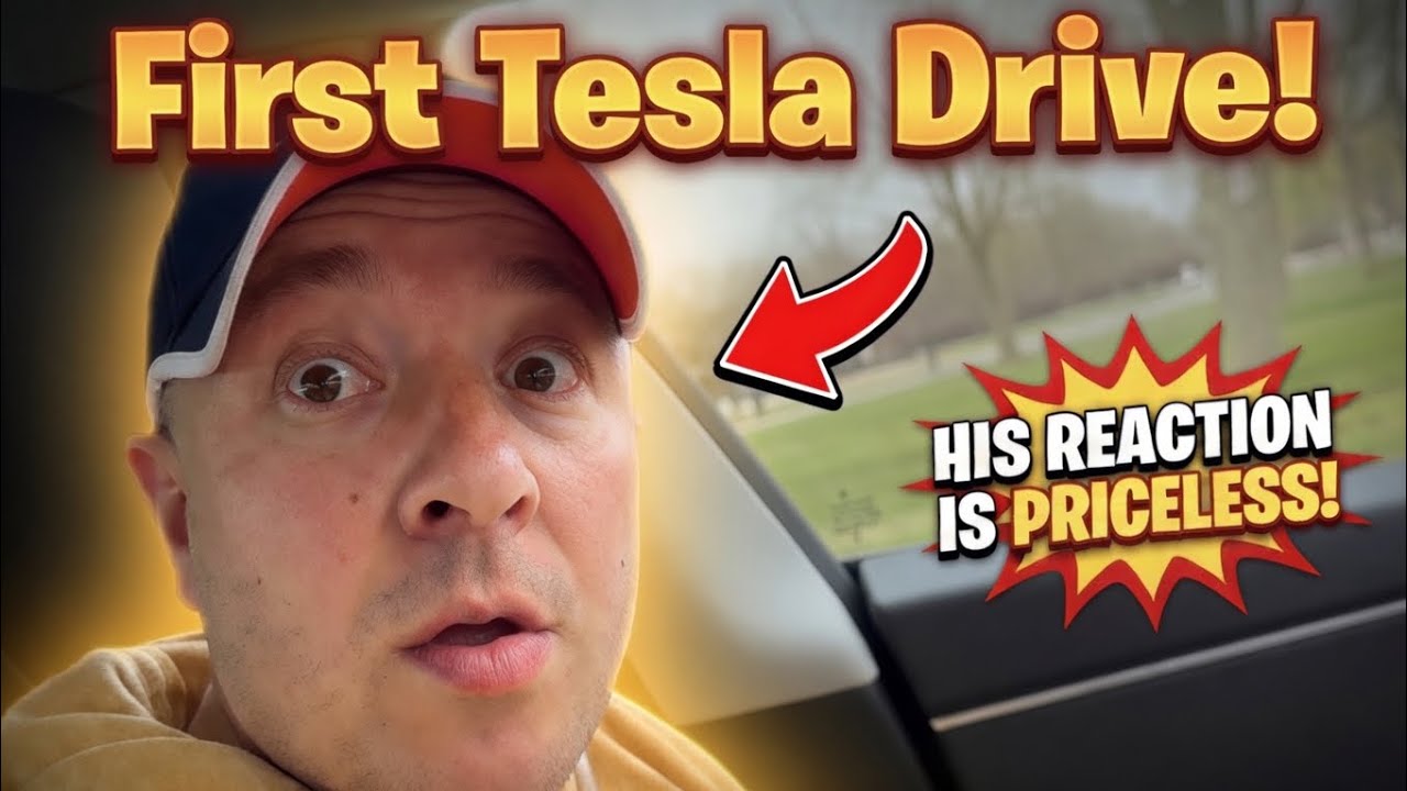 Он впервые сел за руль Tesla&hellip; Его реакция говорит сама за себя! 😳 #Tesla #ПервыйЗаезд #Реакция #FSD