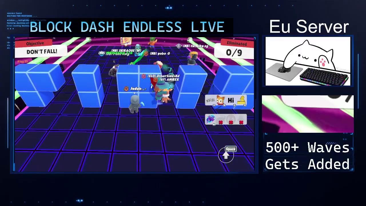 Stumble Guys LIVE 🔴 Block Dash Eu Server| Room Codes | High Waves