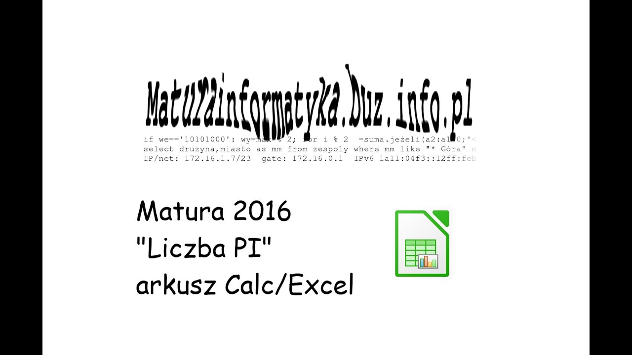 Zad. 4 Liczba PI - matura 2016 informatyka - Calc/Excel