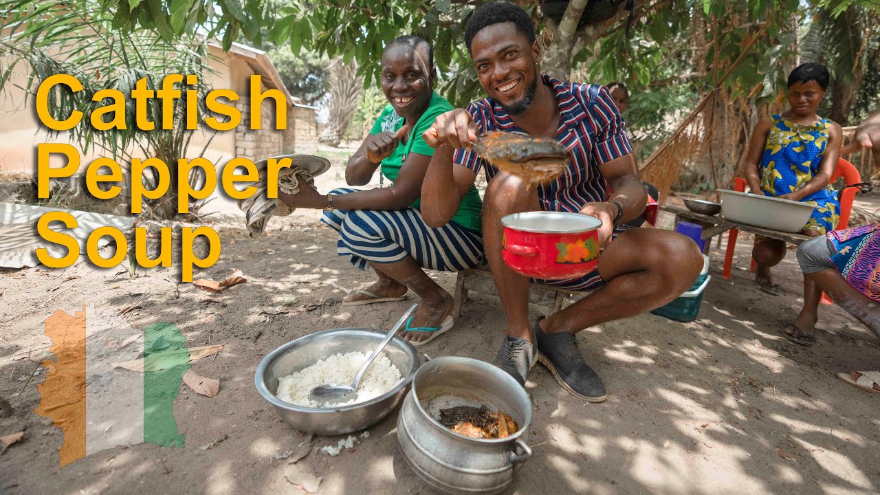 Cooking HOMEMADE CATFISH Pepper Soup In West Africa VILLAGE