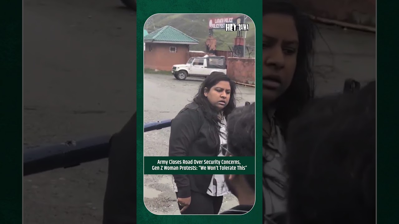A woman tourist was seen arguing with security personnel at the Minamarg checkpoint in Ladakh