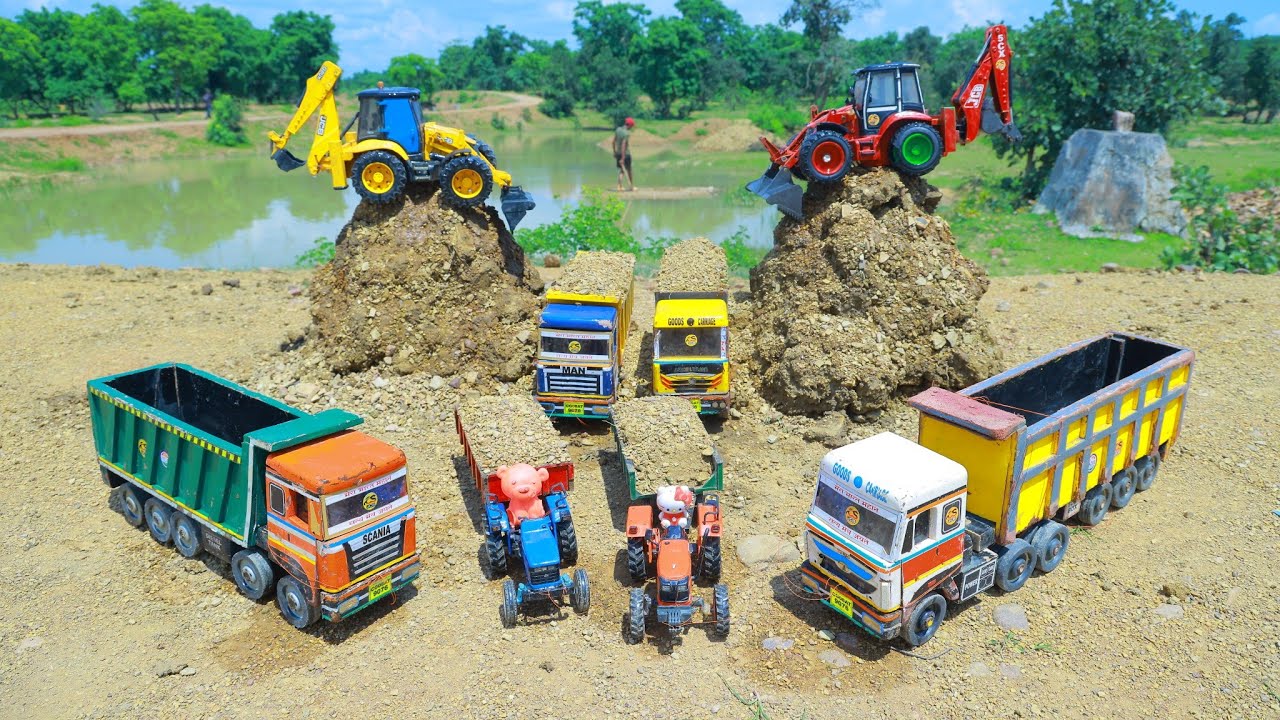JCB Toy Truck Mud Loading & Dumper Truck Accident Rescue Mission ? Jcb tractor truck video | CS Toy