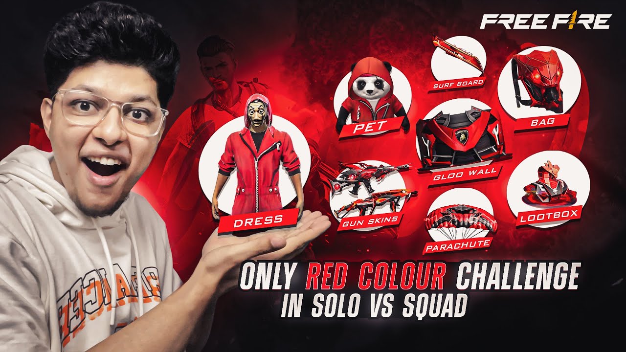 Only Red Colour Challenge Free Fire 🥵 തി പാറിയ Match 😨 Solo Vs Squad 🔥