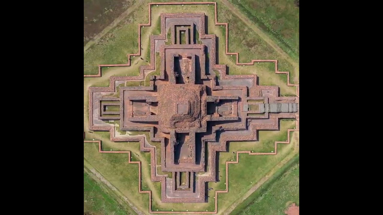 Aerial view of Somapura Mahavihara (also known as Paharpur Buddhist Bihar), Naogaon, Bangladesh