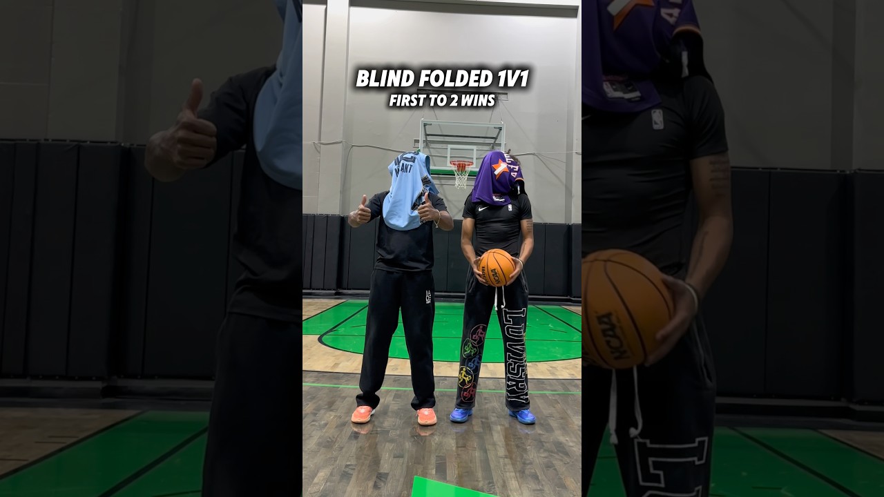 Blind folded 1v1! #viral #basketball #nba #shorts #funny #dunk #sports #viralshorts #challenge