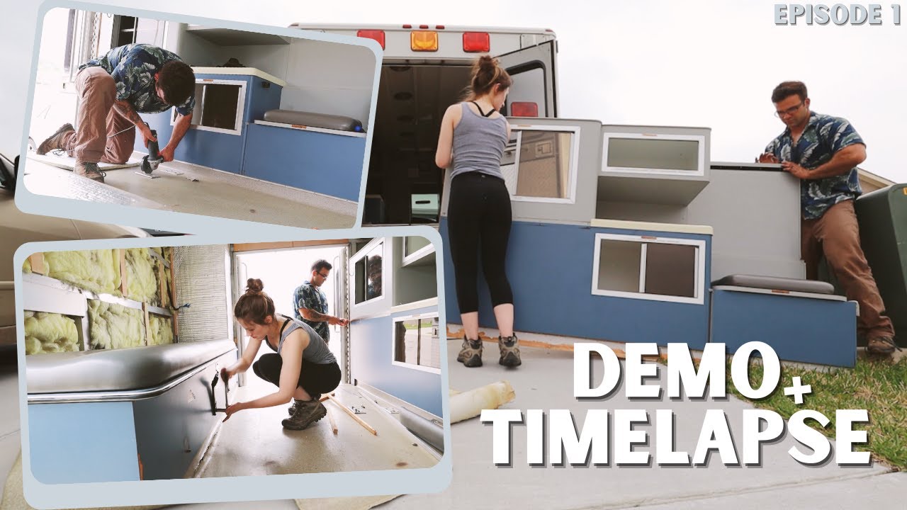 Couple Converts Ambulance Into A DIY Tiny House | TIMELAPSE Demolition Day #1