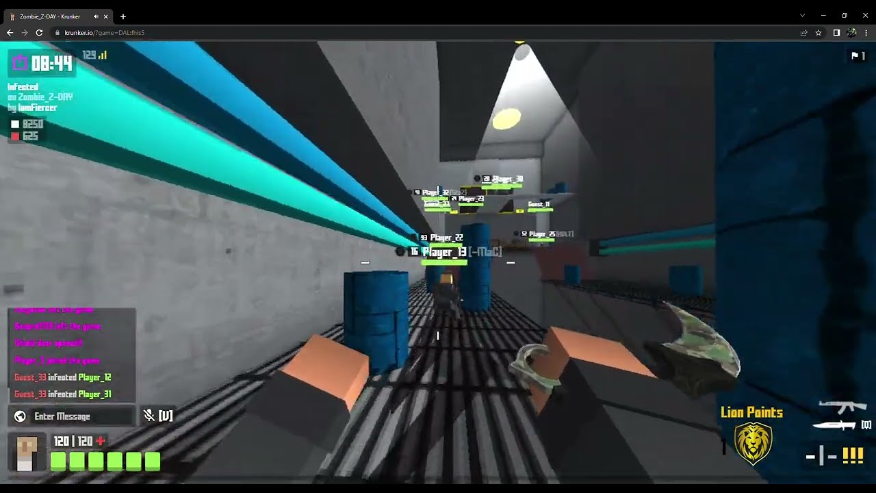 Krunker - Zombie Z DAY Gameplay Map by Iamfiercer (40 players)
