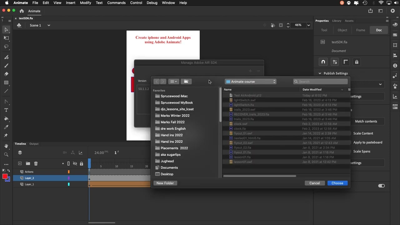 Set Up to publish IOS and Android Apps with Adobe Animate
