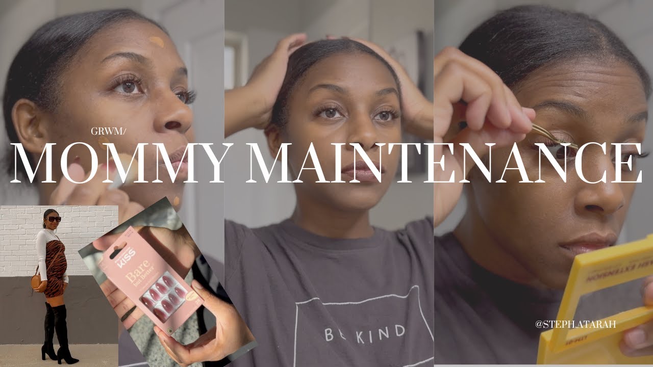Mommy Maintenance | GRWM: DIY Cluster Lashes + Press On Nail Tutorial + Styling An Old Silk Press