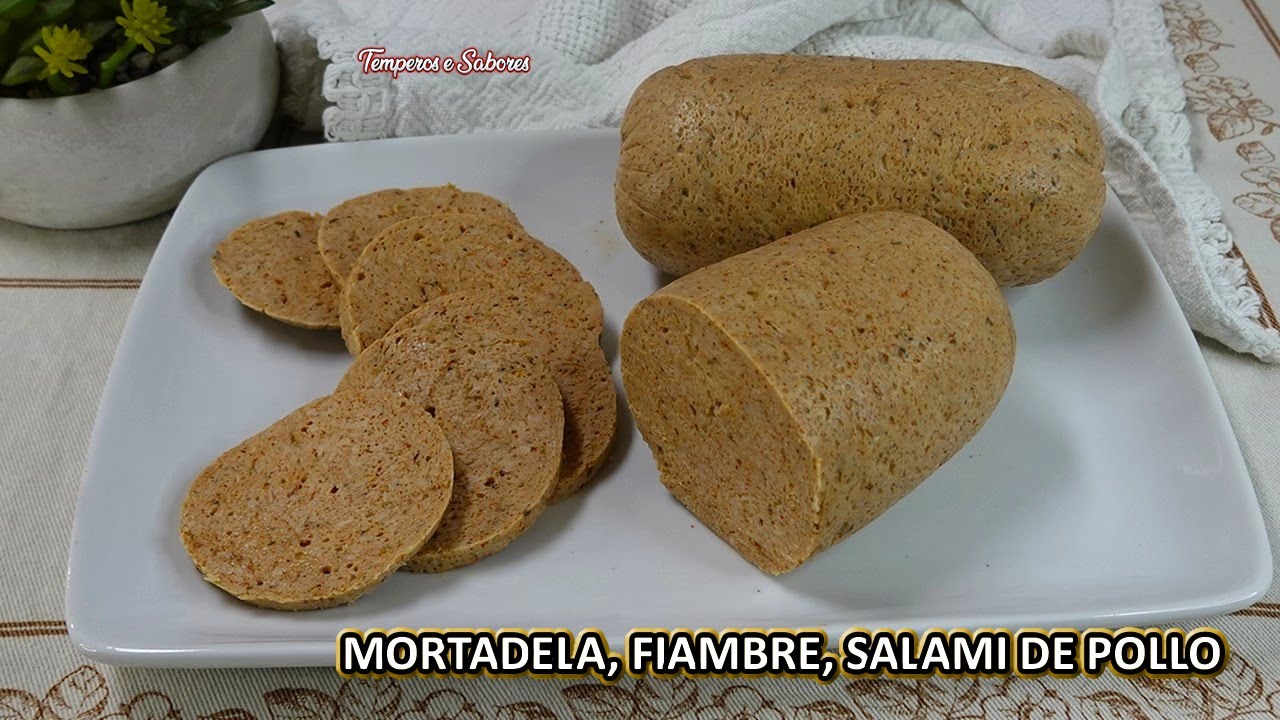 MORTADELA, FIAMBRE, SALAMI DE POLLO 100% SALUDABLE, NATURAL, DELICIOSA, SIN ADITIVOS Y MUY FÁCIL