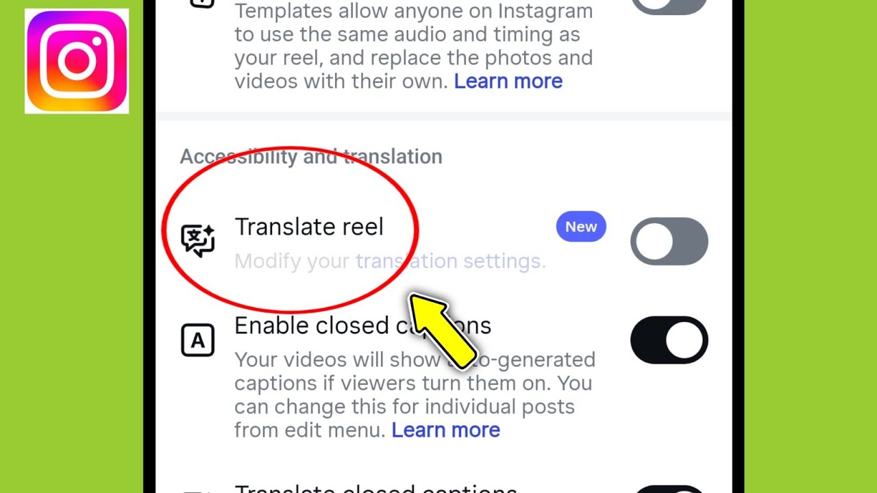 Instagram Reels | Translate Reel Setting ? 