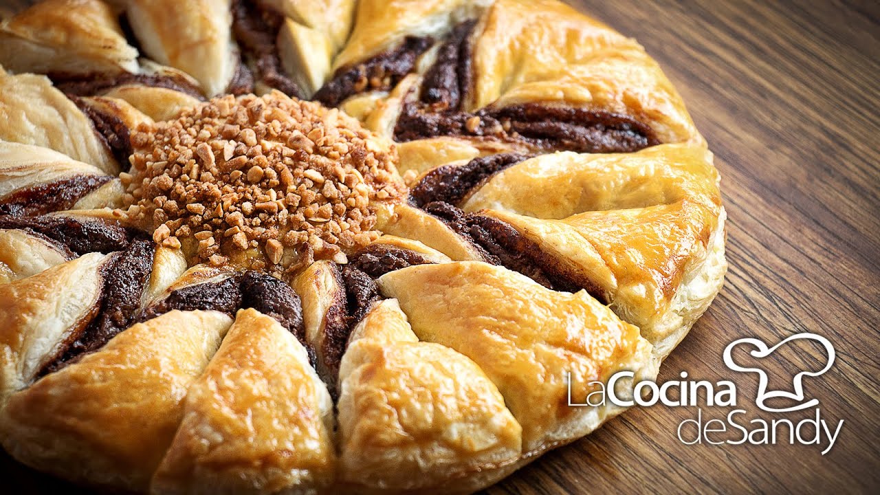Tarta de hojaldre chocolate nutella y almendras en 40 minutos