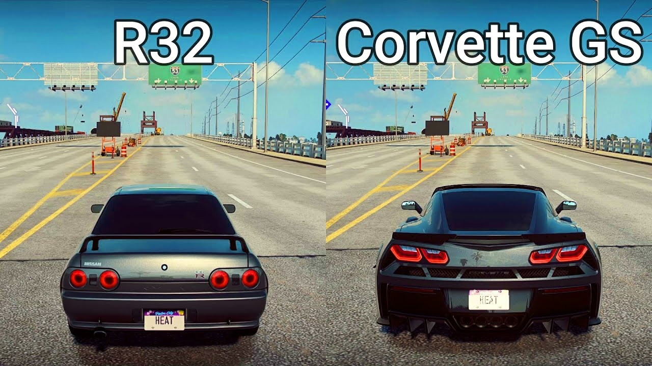 NFS Heat: Nissan Skyline GTR R32 vs Chevrolet Corvette Grand Sport - Drag Race