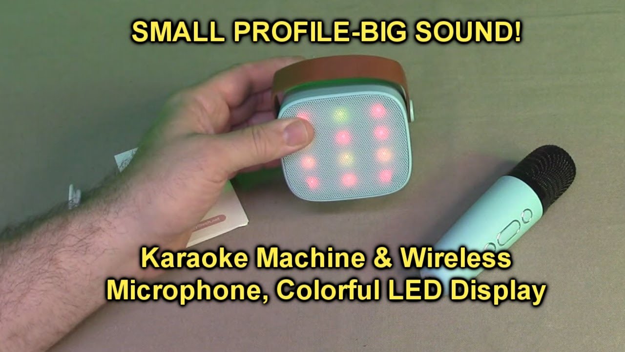 ОБЗОР: портативная Bluetooth-колонка для караоке и беспроводной микрофон, цветной светодиодный ди...