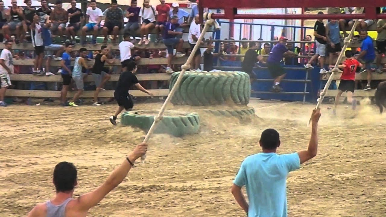 Pinoso Bull run 7/8/2015 near miss on the tyres