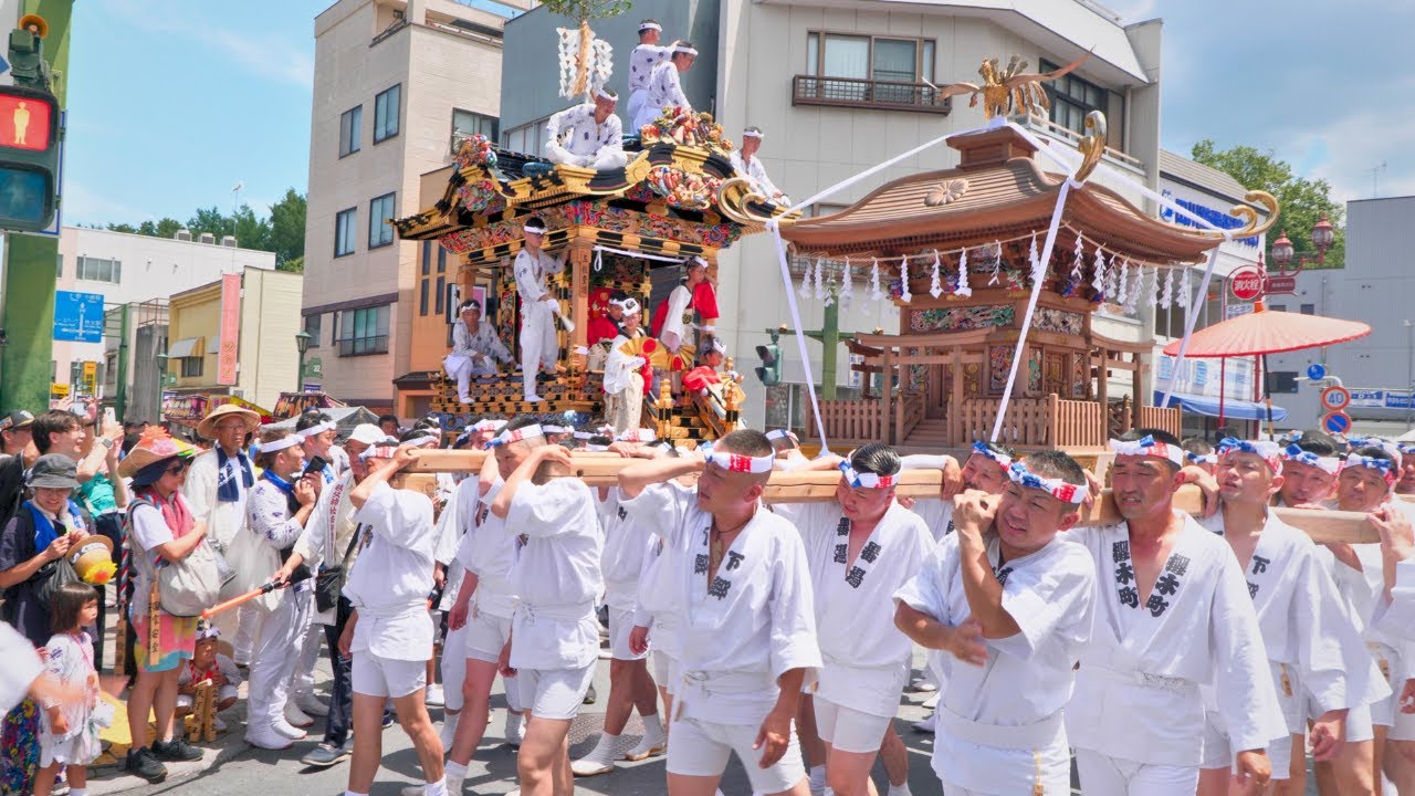 秩父川瀬祭2025　屋台・笠鉾が集まり秩父屋台囃子で魅了そして神輿が進む本町交差点