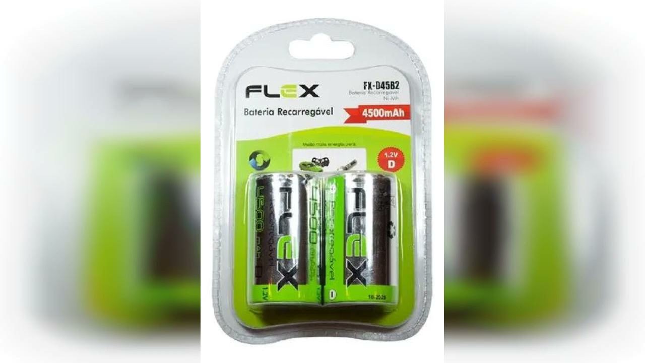 Review: Pilha Recarregável Tipo D Flex Gold 4500mAh Cilíndrica Ni-MH 2 Unidades