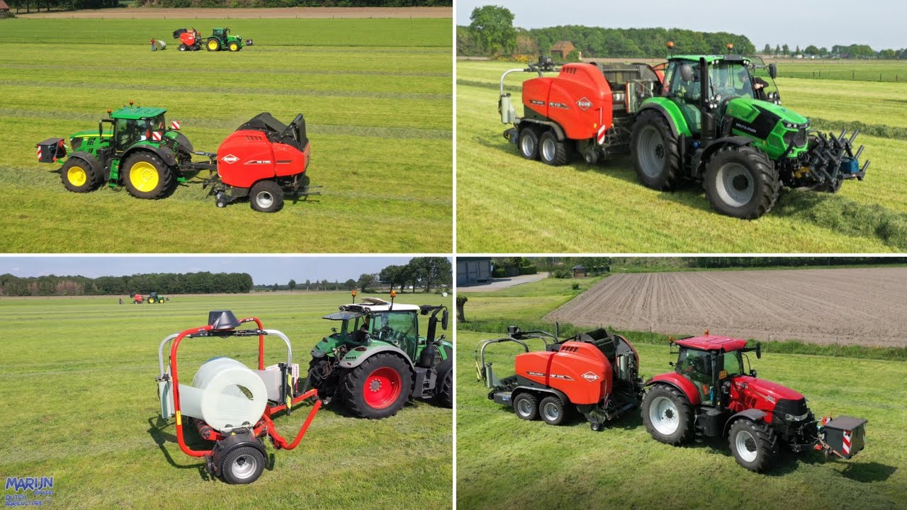 Pressing bales with Kuhn balers | Balen persen | Grasoogst Melkveebedrijf de Spijker
