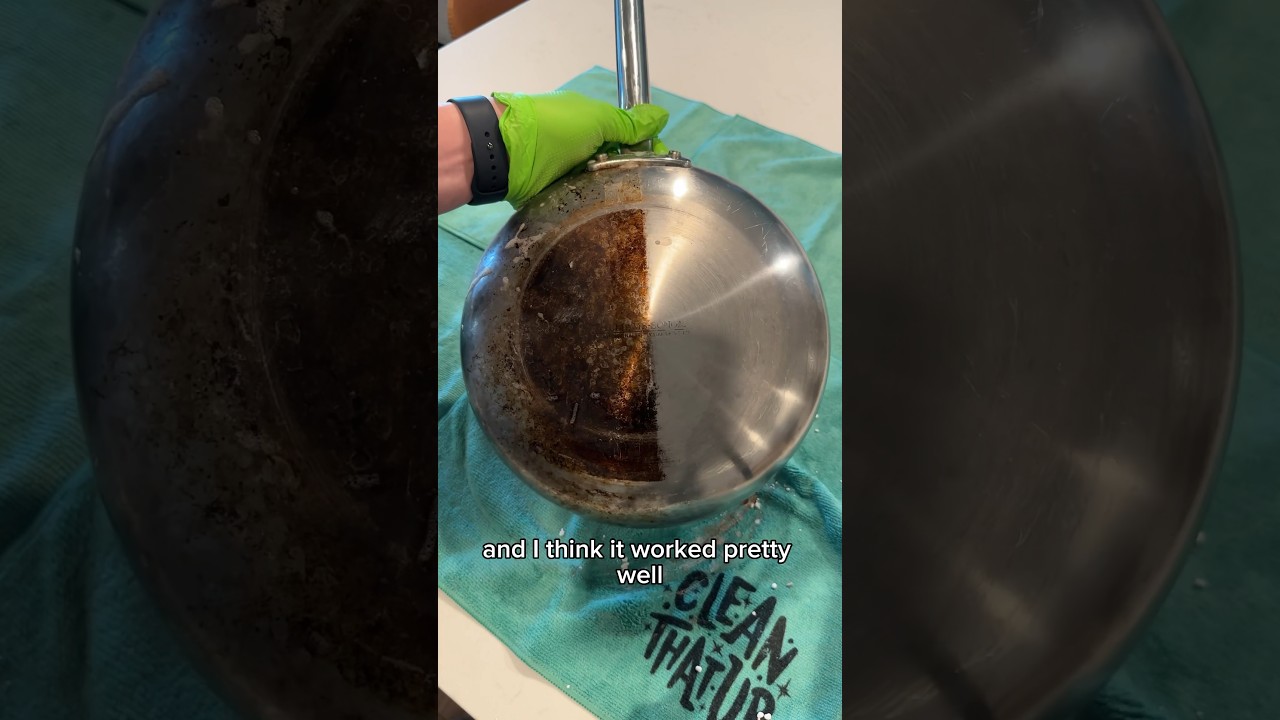 I saved this dirty pan #satisfying #cleaning #diy #howto