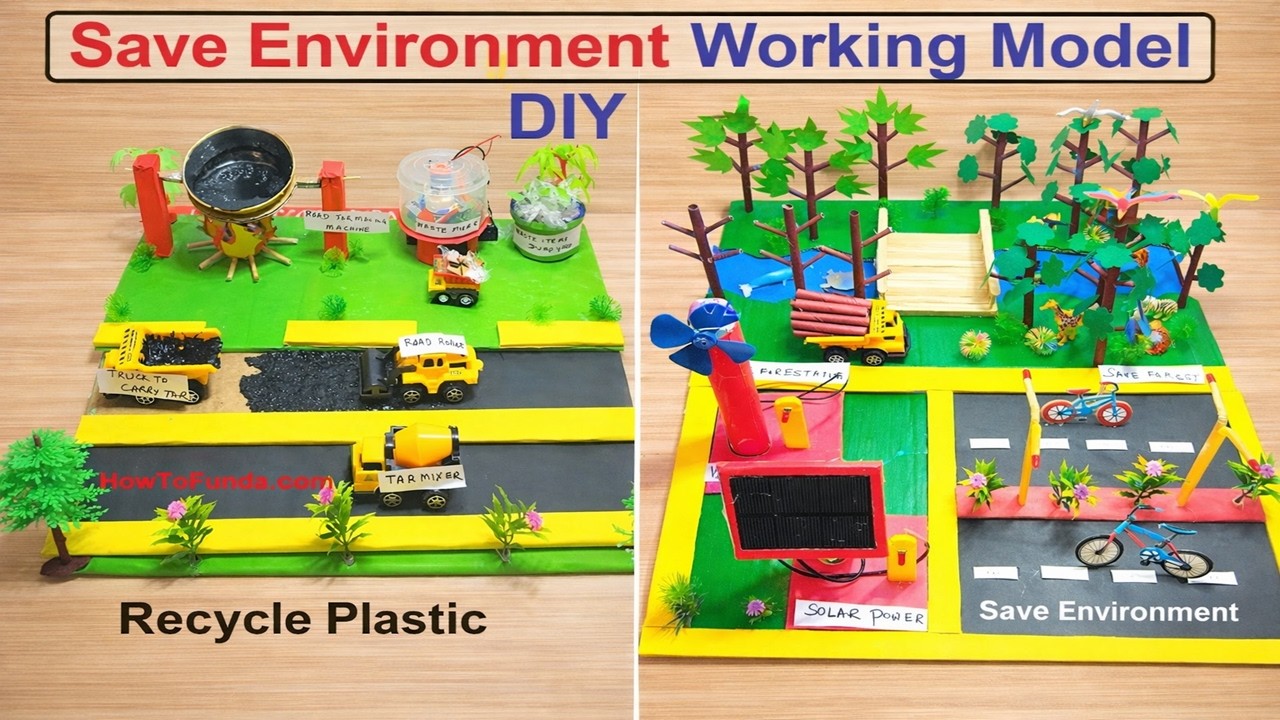 save environment working model | inspire science project | diy | howtofunda | dc motor | solar panel